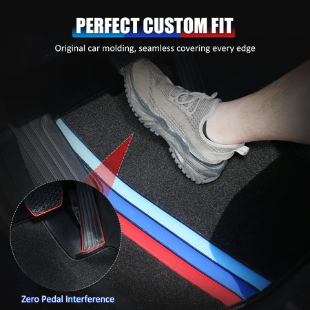 Floor Mats Compatible With BMW E46 3-Series 1999-2005, M3 Coupe 2001-2006, Premium Quality Front & Rear Factory Floor Mat M Color Stripe by IKON MOTORSPORTS