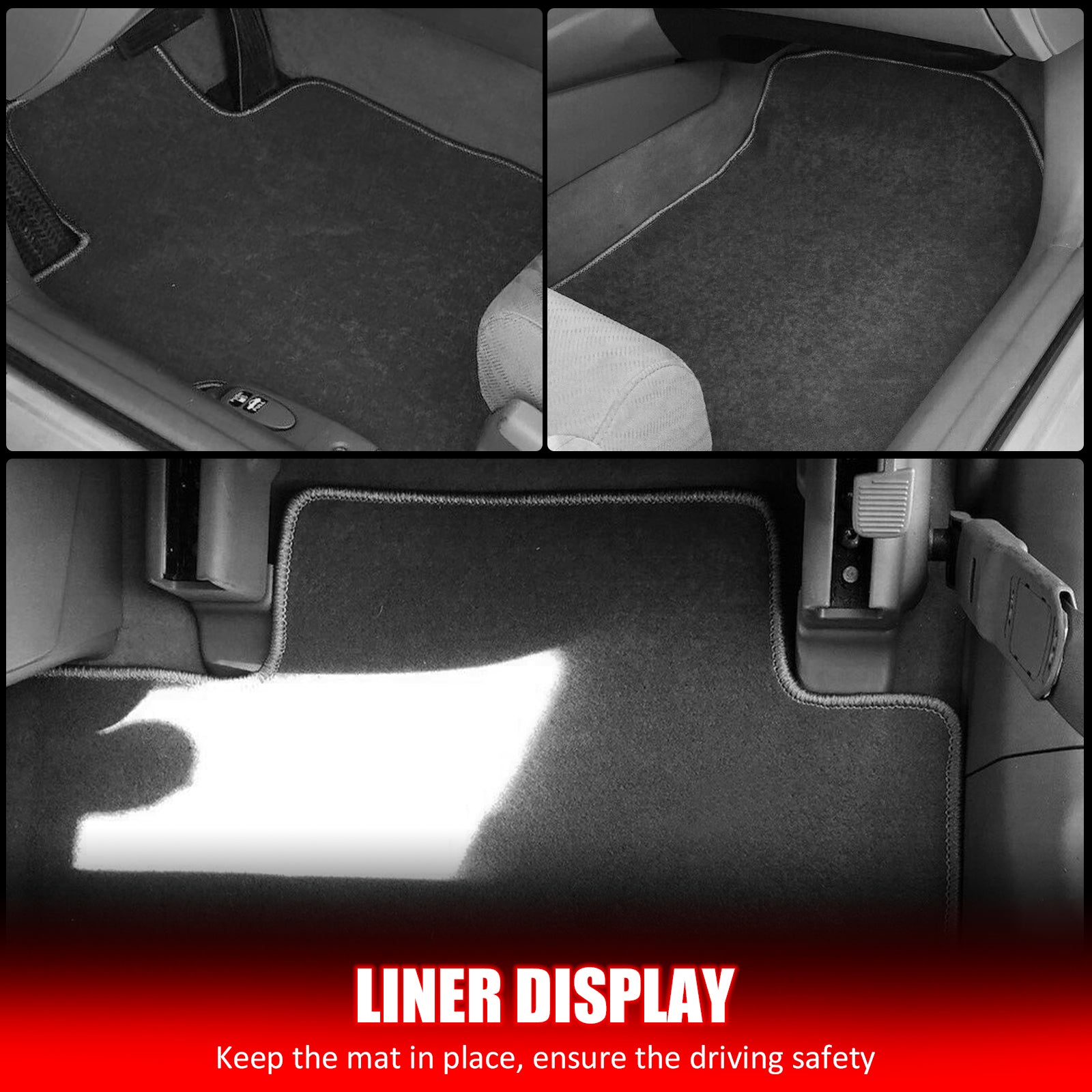 Fits 01-05 Honda Civic Floor Mats Front & Rear Gray 3PCS - Nylon