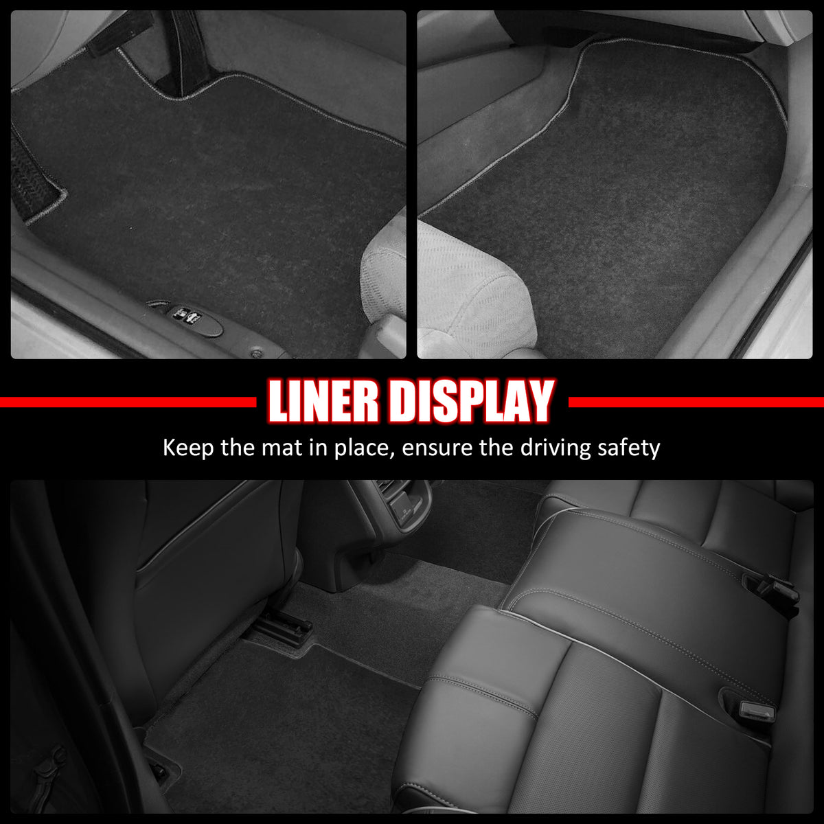 Fits 13-17 Honda Accord Sedan Floor Mats Liner Front Rear Nylon Grey Carpets 4PC