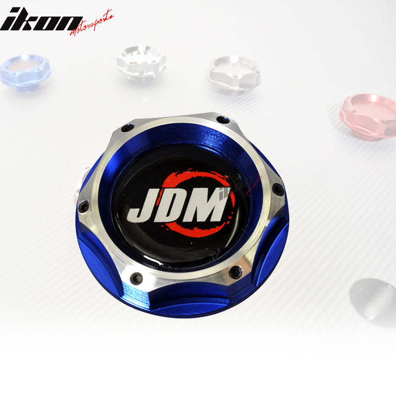 Universal JDM Blue WITH Chrome Engine Oil Filler Tank Cap Aluminum