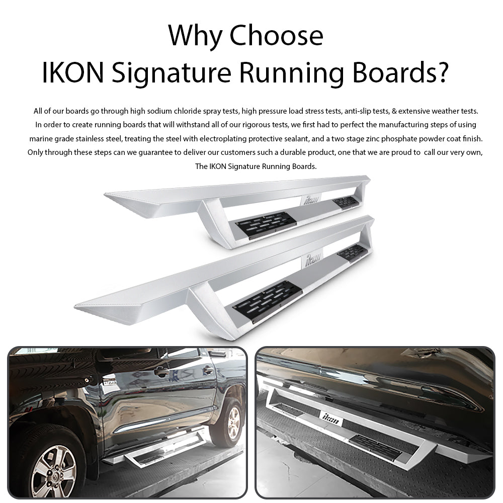 Fits 07-18 Chevy Silverado Sierra Crew Cab IKON V1 Style Running Board Silver