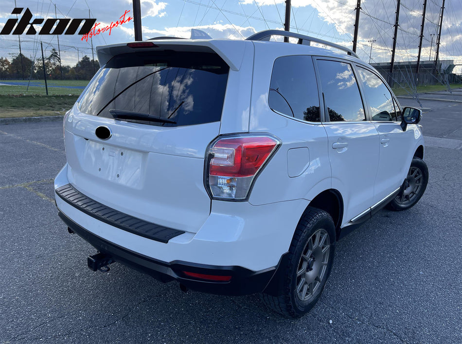 IKON MOTORSPORTS Rear Bumper Guard, Compatible with 2014-2018 Subaru Forester, Texture Black PP Polypropylene Anti-Scratch Self-Adhesive Trunk Guard Sill Cover Protector Exterior Accessories