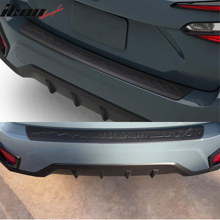 IKON MOTORSPORTS Rear Bumper Guard, Compatible with 2024-2026 Subaru Crosstrek, OE Style Black PP Polypropylene Anti-Scratch Self-Adhesive Trunk Guard Sill Cover Protector Exterior Accessories