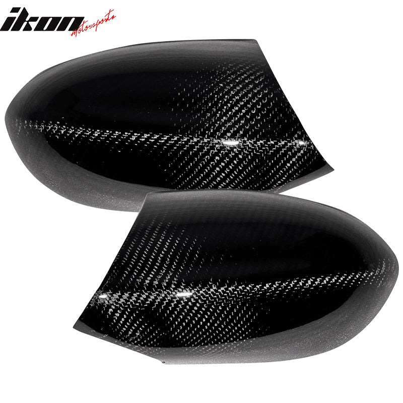 IKON MOTORSPORTS, Mirror Cover Compatible With 2008-2013 BMW M3 E90 E92 E93 , Matte Carbon Fiber M Style Side Rear View Mirror Covers Pair, 2009 2010 2011 2012