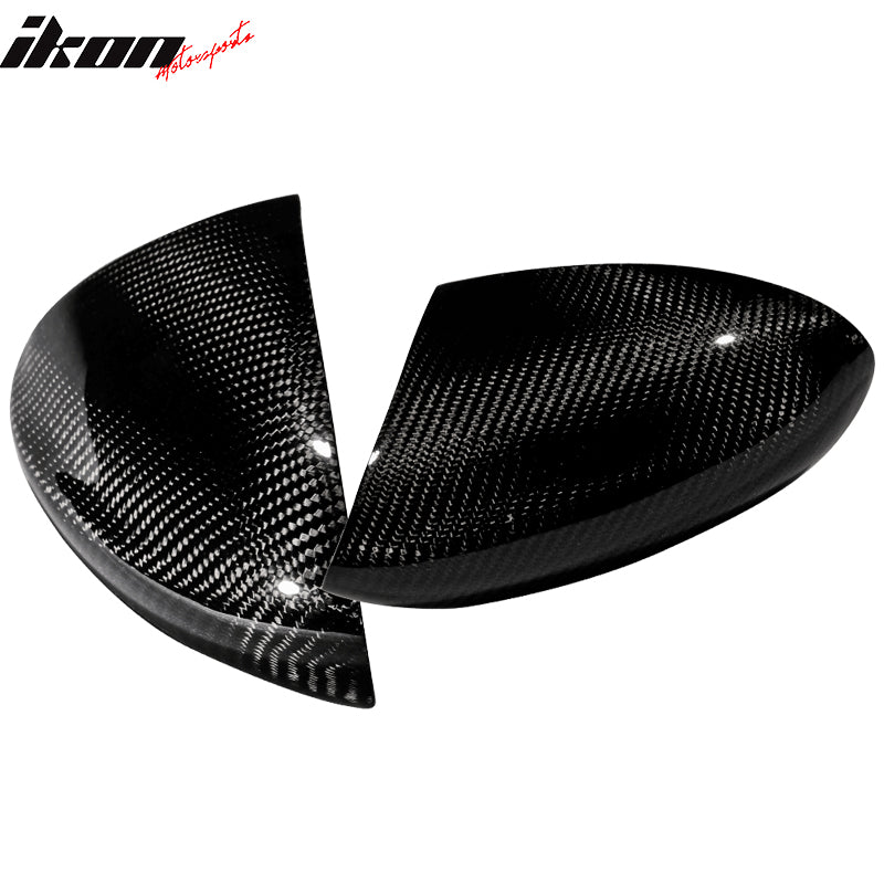IKON MOTORSPORTS, Mirror Cover Compatible With 2008-2013 BMW M3 E90 E92 E93 , Matte Carbon Fiber M Style Side Rear View Mirror Covers Pair, 2009 2010 2011 2012