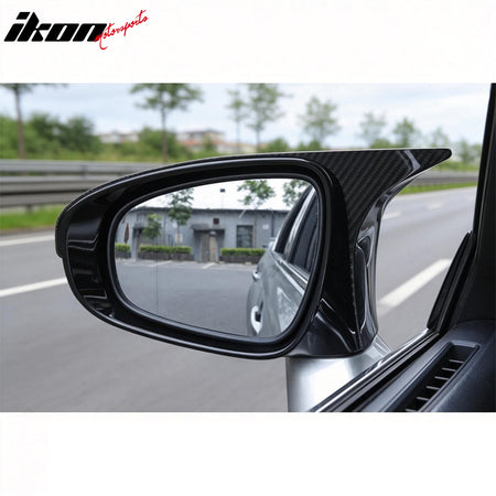 IKON MOTORSPORTS Mirror Cover, Compatible with 2014-2020 Lexus IS Sedan, M Style Carbon Fiber Print ABS Add-On Mirror Protector Cap, 2PCS