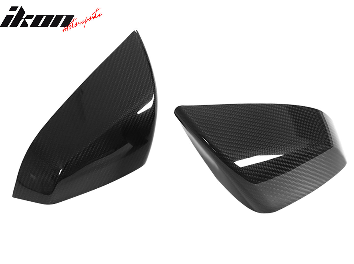 For 21-23 Tesla Model S OE Dry Carbon Fiber Gloss Black Rear View Mirror Covers