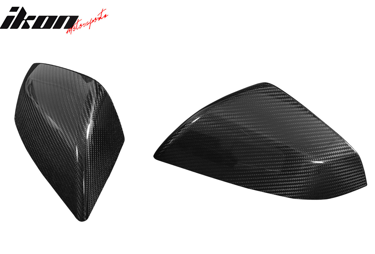 Dry Carbon Fiber For 21-23 Tesla Model S OE Gloss Black Rear View Mirror Covers