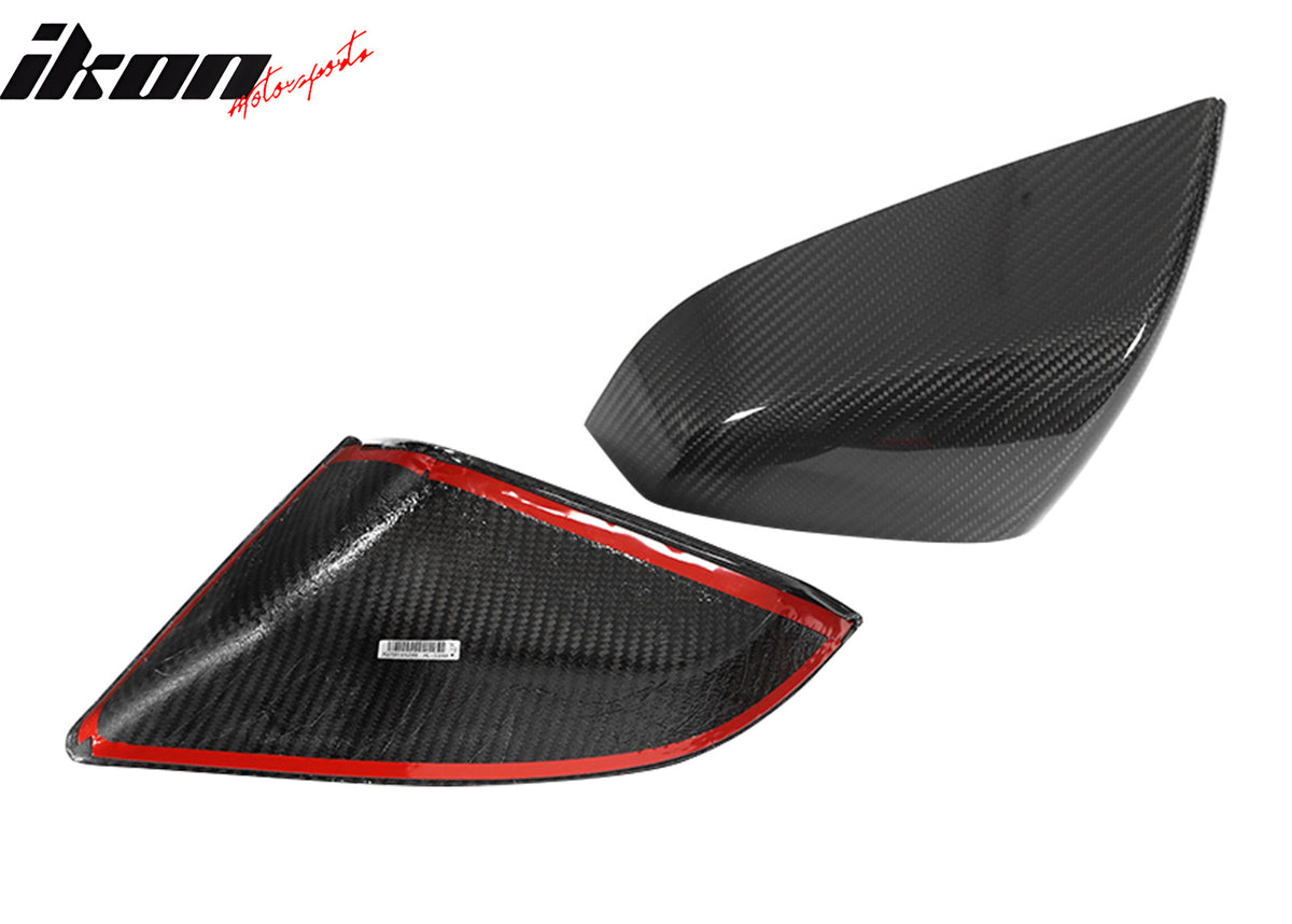 Dry Carbon Fiber For 21-23 Tesla Model S OE Gloss Black Rear View Mirror Covers