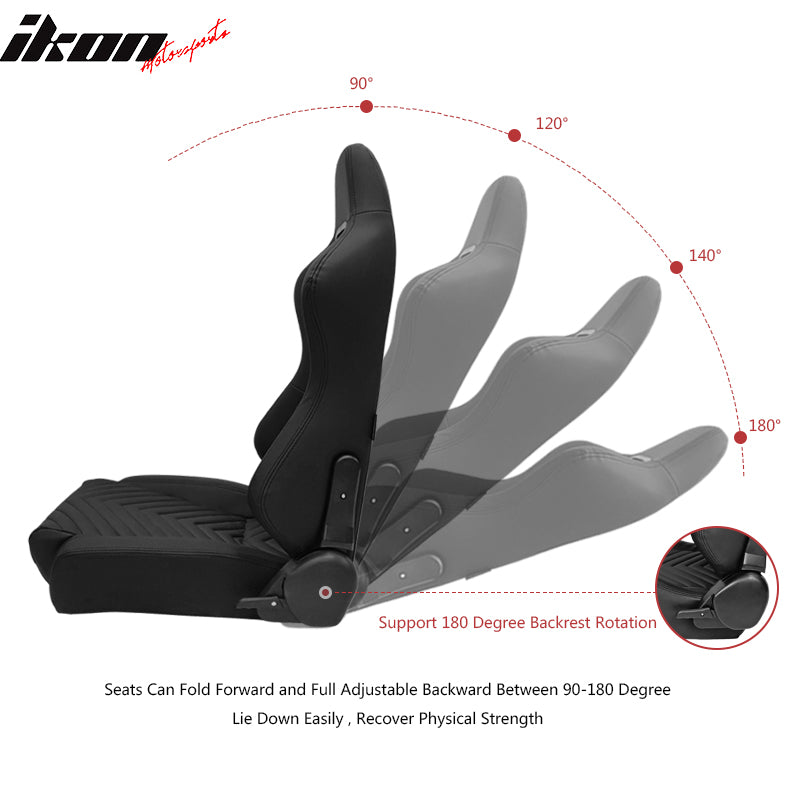 IKON MOTORSPORTS, Universal Racing Seats Pair with Dual Sliders ...
