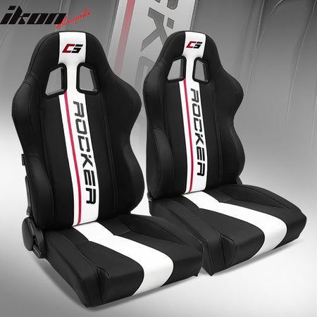 Universal Pair Reclinable Racing Seat Dual Slider Stripe Sport Bucket Seats
