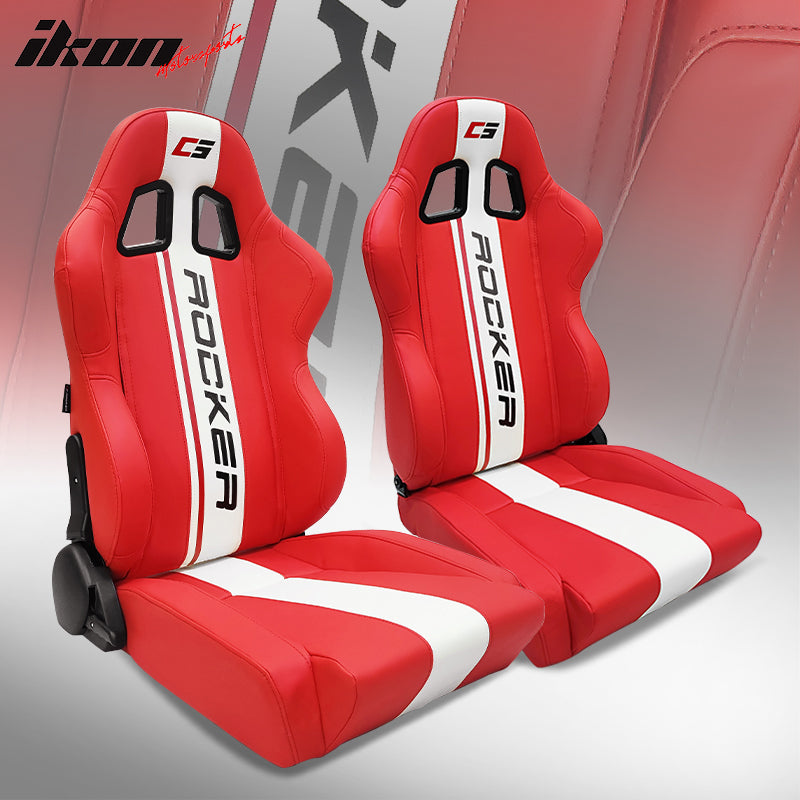 IKON MOTORSPORTS, Universal Racing Seats Pair with Dual Sliders ...