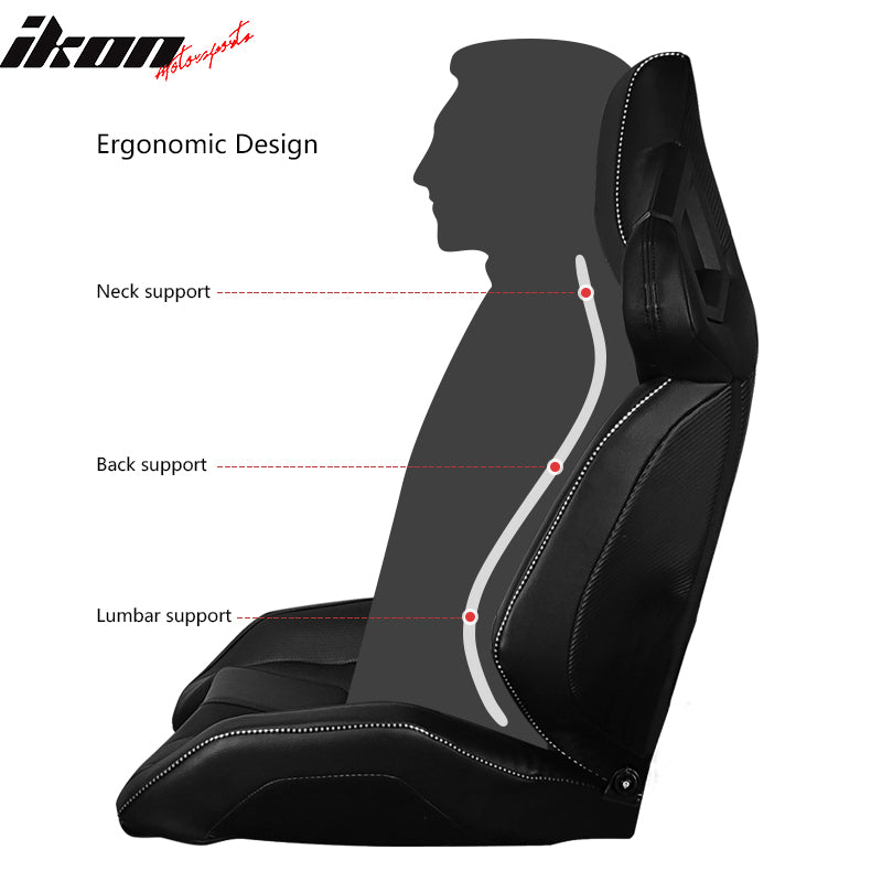 Universal Reclinable Driver or Passenger Single Racing Seats + Sliders