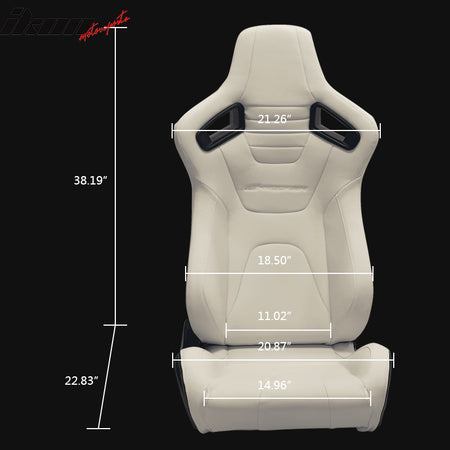 Universal Pair Reclinable Racing Seat Dual Slider PU & Carbon Leather White