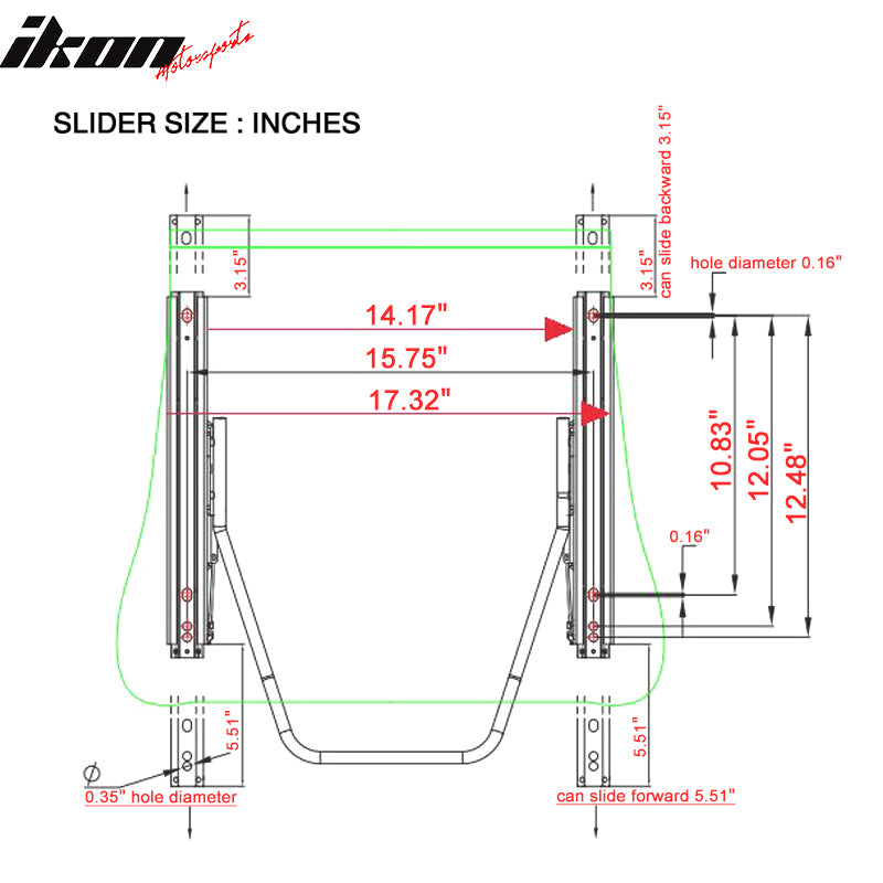 IKON MOTORSPORTS, Universal PU Racing Seats Pair with Dual Sliders