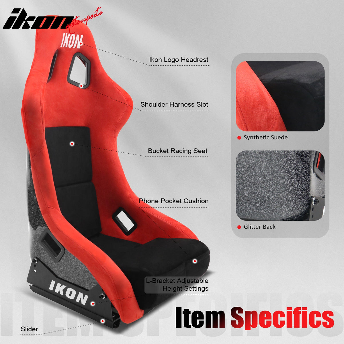 2x Universal Ergonomic Bucket Racing Seats Slider 4 Point 2" Belt Harness Black
