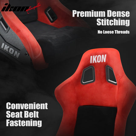 2x Universal Ergonomic Bucket Racing Seats Slider 4 Point 3" Belt Harness Black