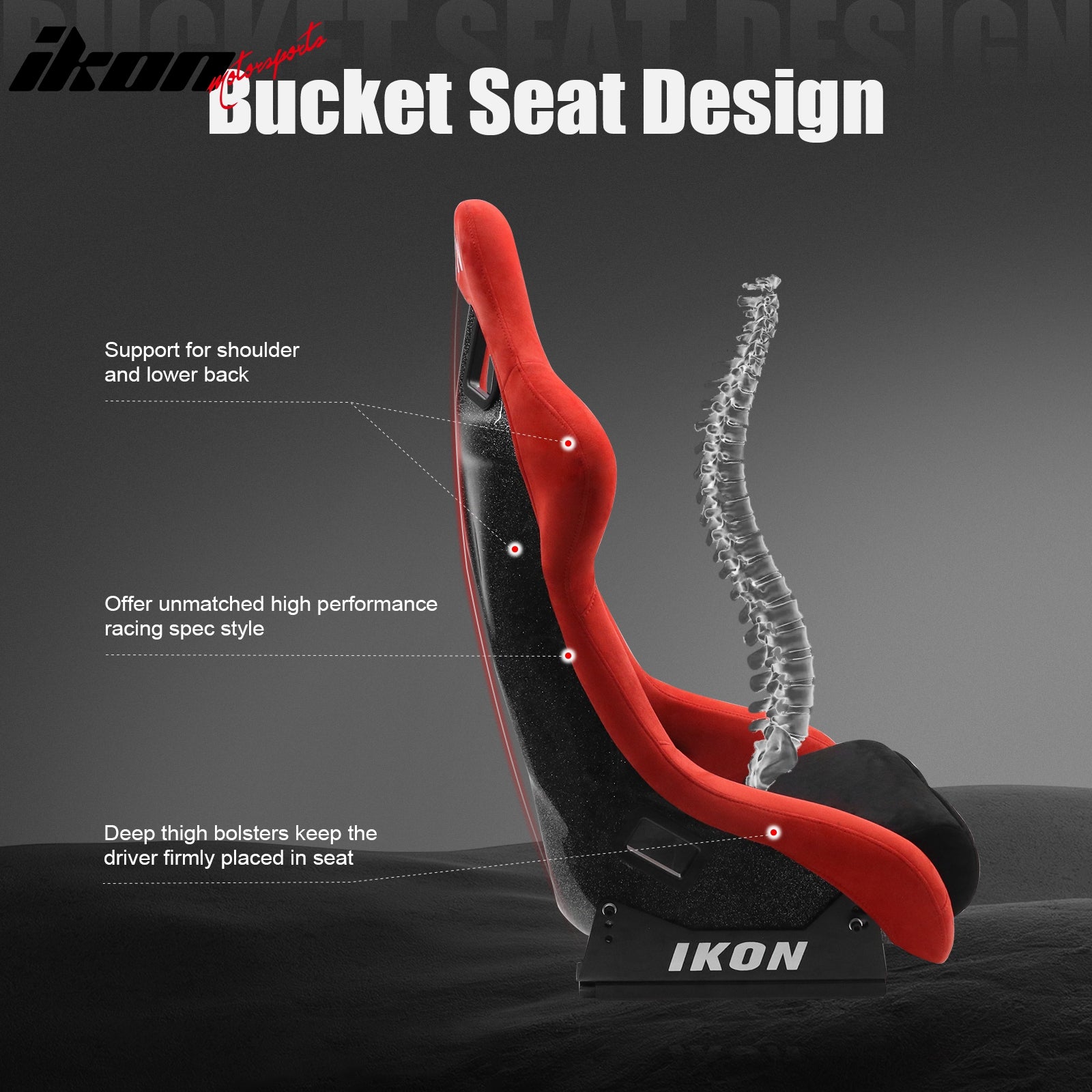 2x Universal Ergonomic Bucket Racing Seats Slider 4 Point 2" Belt Harness Black