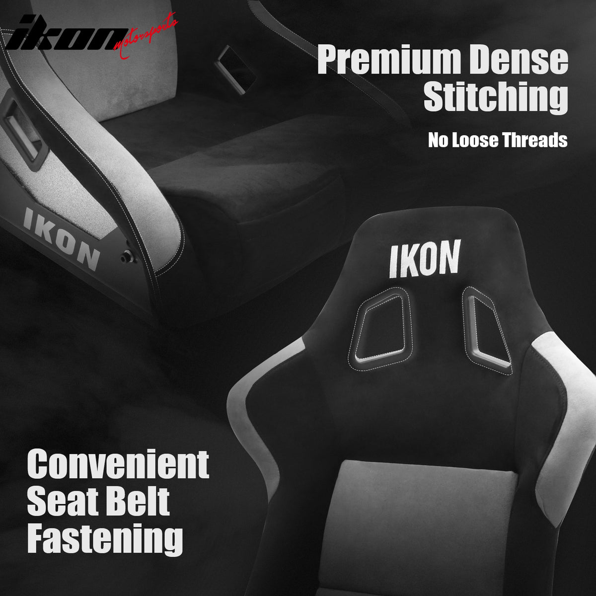 Pair Universal Ergonomic Racing Seats w/ Slider 4 Point 3" Belt Harness Blue