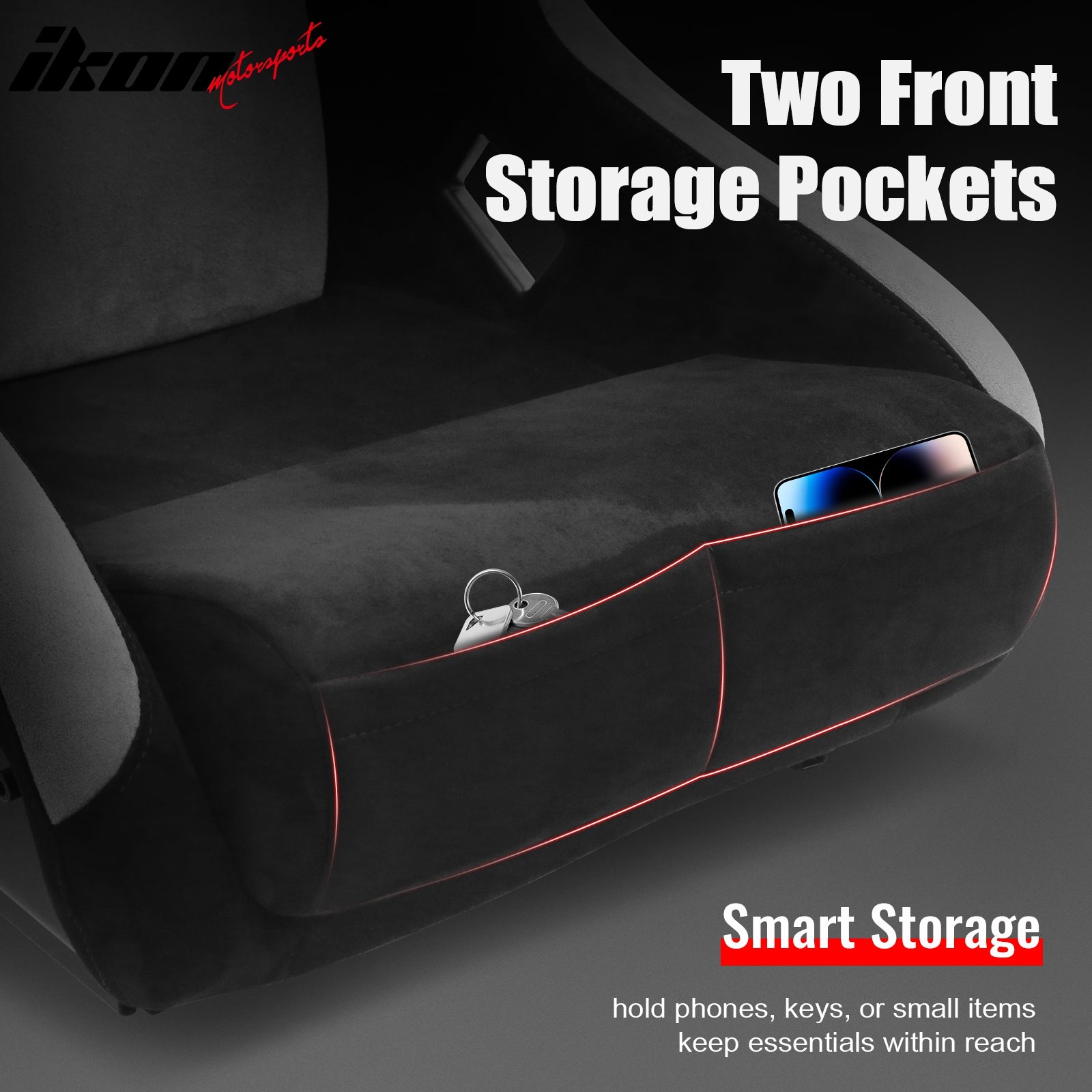 Pair Universal Adjustable Racing Seats w/ Slider 4 Point 2" Belt Harness Red