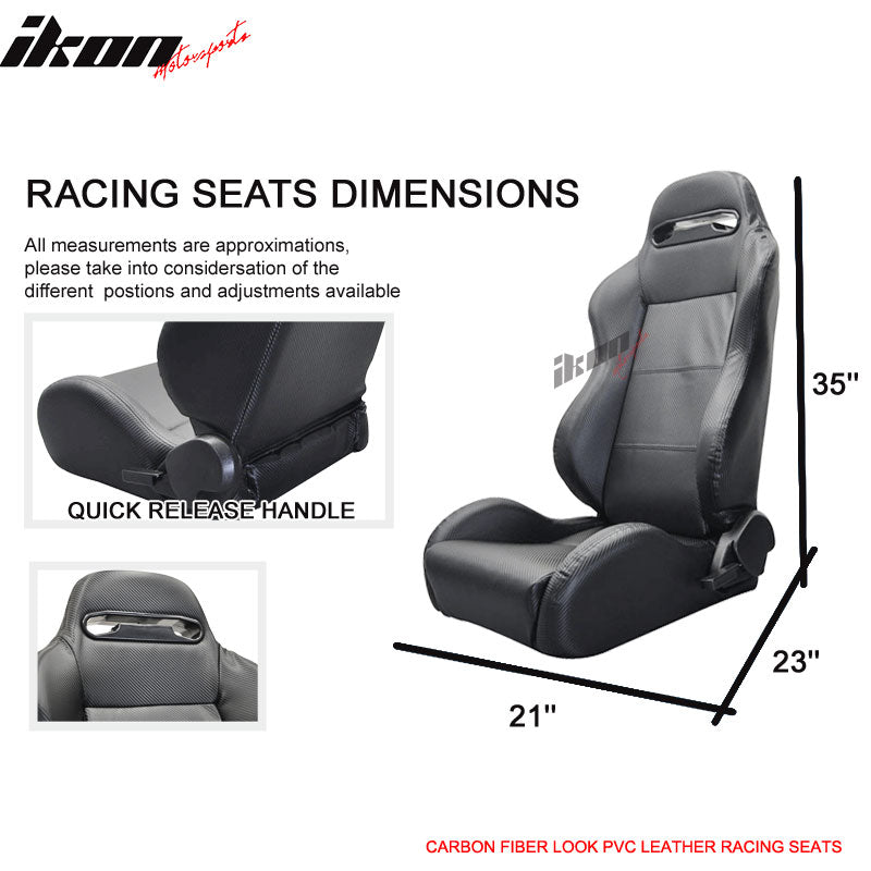 Compatible With Acura Integra Carbon Fiber Print PVC Leather Pair Of Racing Seats