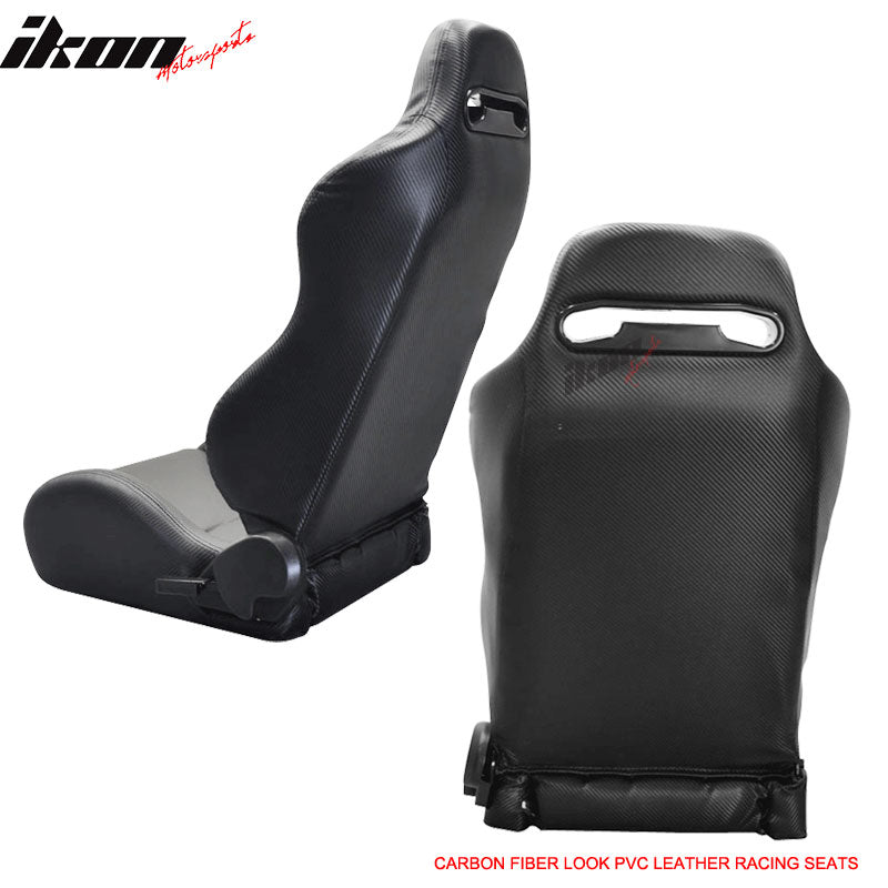 Fits Acura Integra Carbon Fiber Print PVC Leather Pair Of Racing Seats