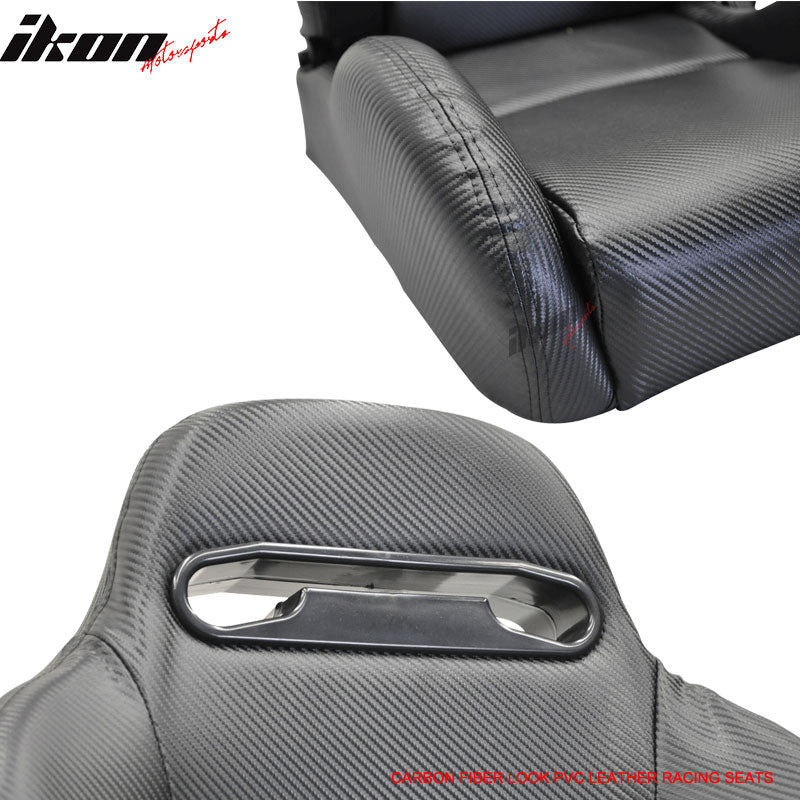 Fits Acura Integra Carbon Fiber Print PVC Leather Pair Of Racing Seats