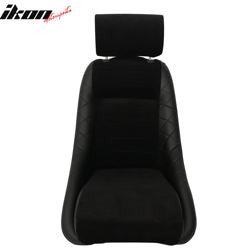 Classic Bucket Single Black Seat With Sliders Suede Faux Leather PU