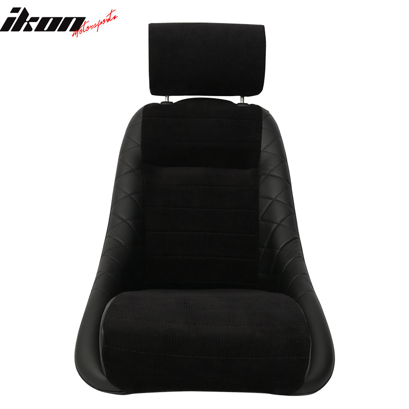 Classic Bucket Single Seat With Sliders Suede Black Faux Leather PU