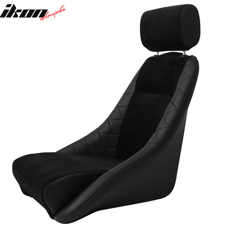 Classic Bucket Single Seat With Sliders Suede Black Faux Leather PU