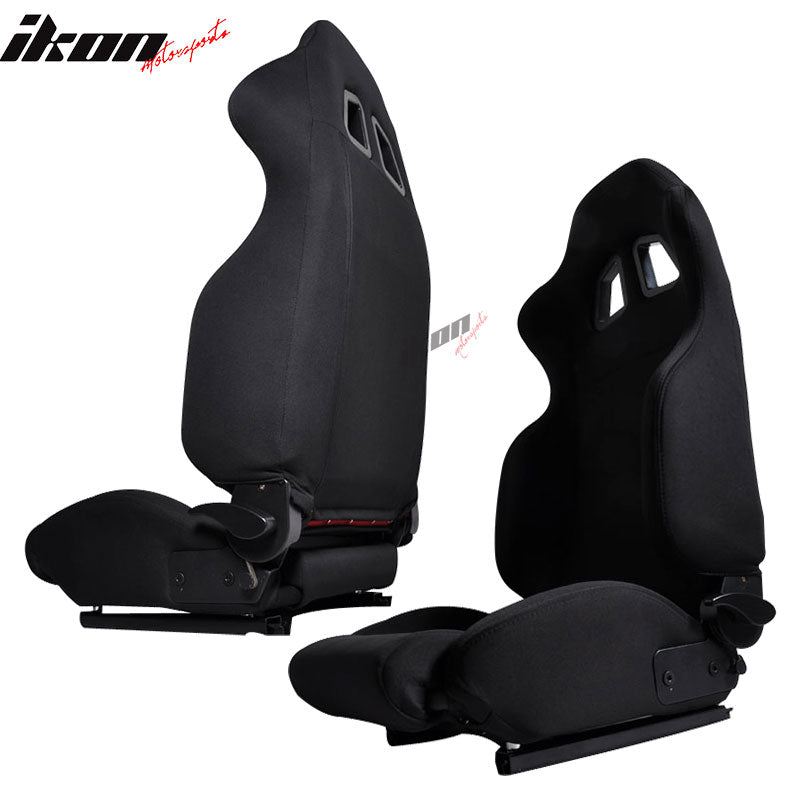 Racing Seat Compatible With Acura Models R100 Style Black Racing Seats Pair by IKON MOTORSPORTS, 1997 1998 1999 2000 2001 2002 2003 2004 2005 2006 2007 2008 2009 2010 2011 2012 2013 2014 2015 2016
