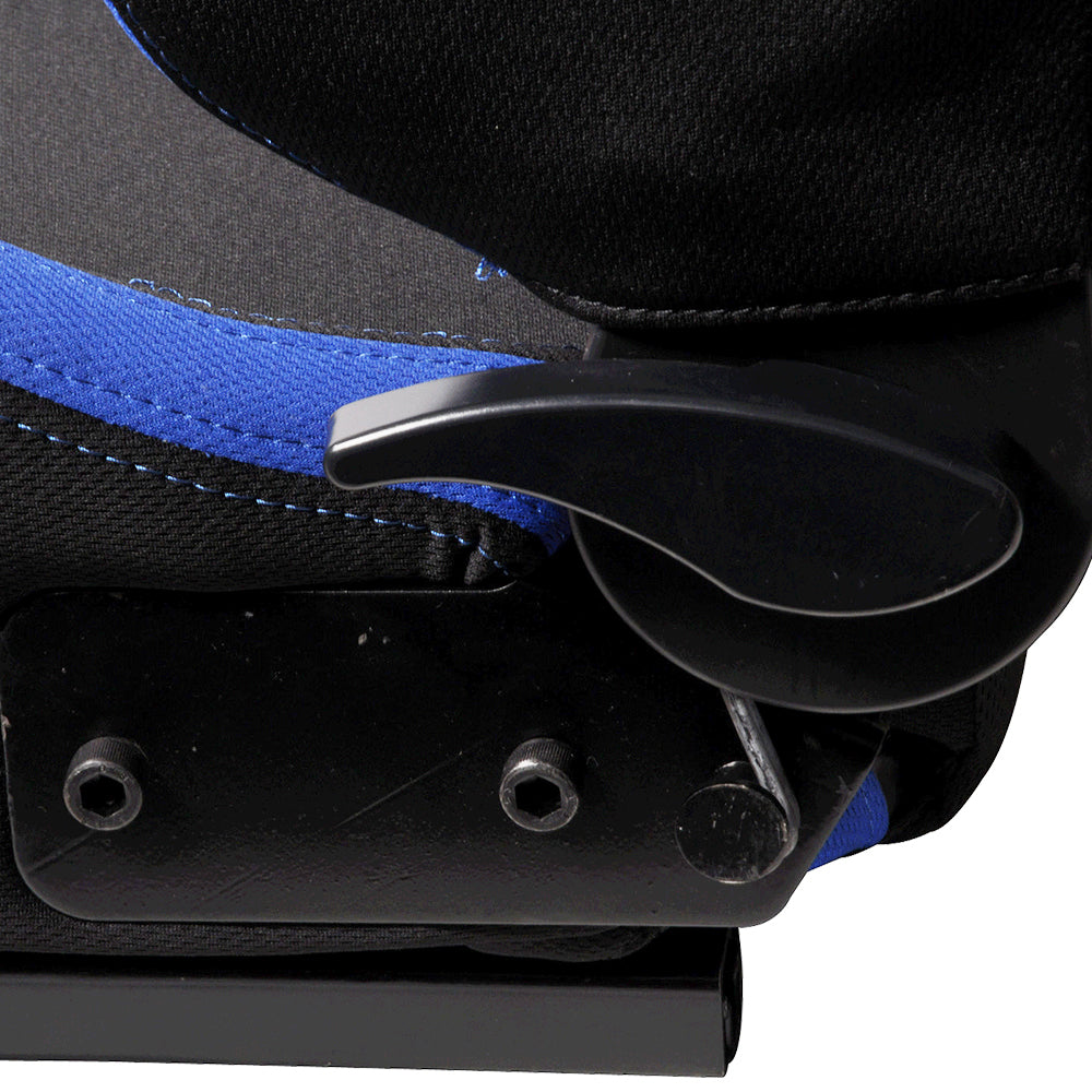 Universal Black Cloth Full Reclinable Racing Seats One Pair + Adjustable Slider