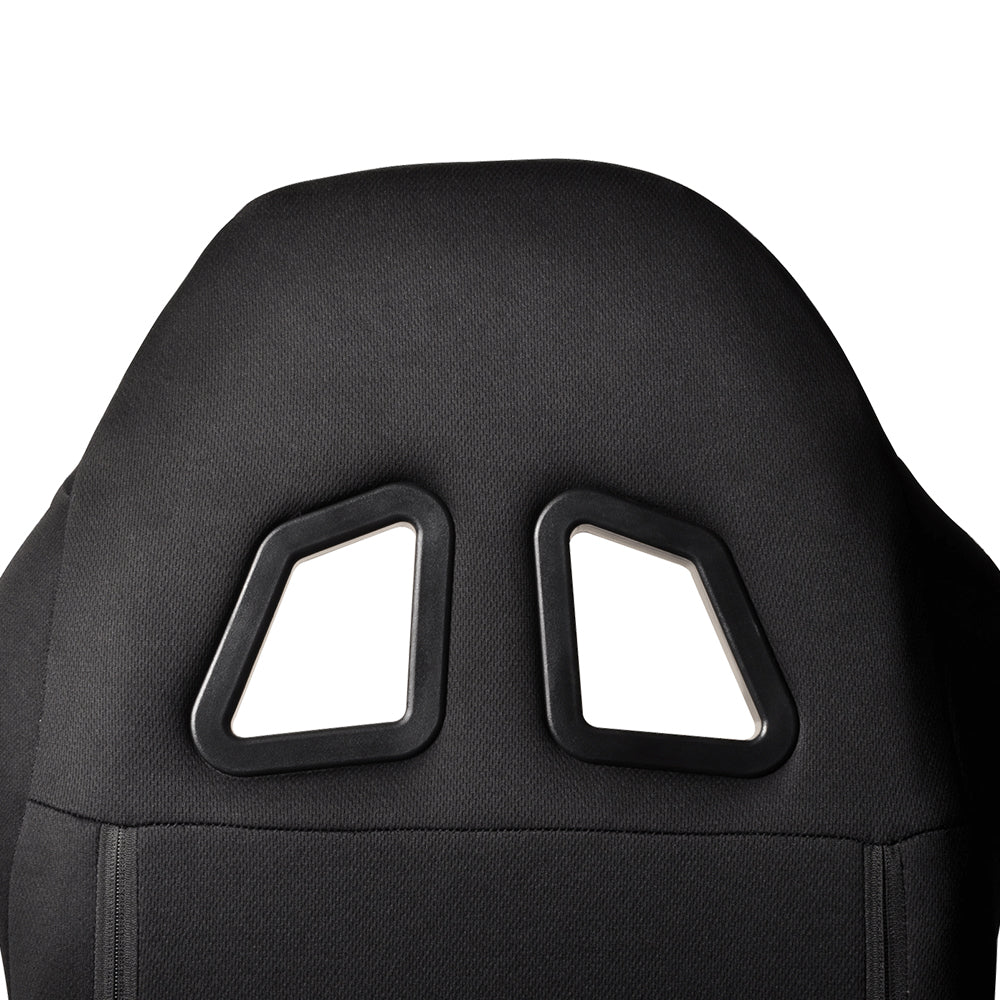 Universal Black Cloth Full Reclinable Racing Seats One Pair + Adjustable Slider