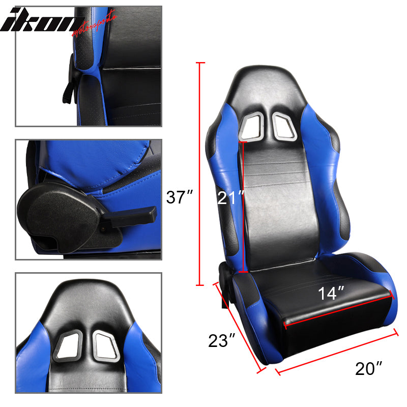 Clearance Sale Universal Reclinable Racing Seats Slider Passenger Black Blue PVC