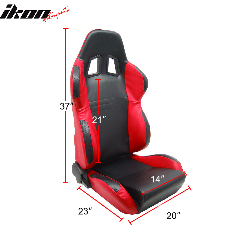 Clearance Sale Racing Bucket Seats Reclinable Slider Right Black Red PVC Leather