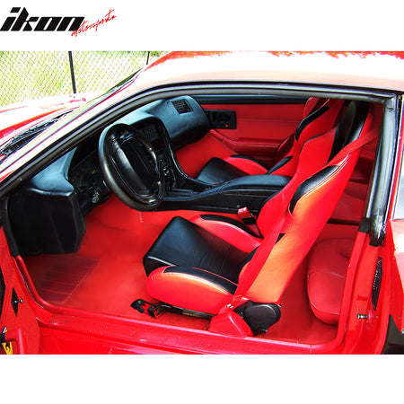 Clearance Sale Racing Bucket Seats Reclinable Slider Right Black Red PVC Leather