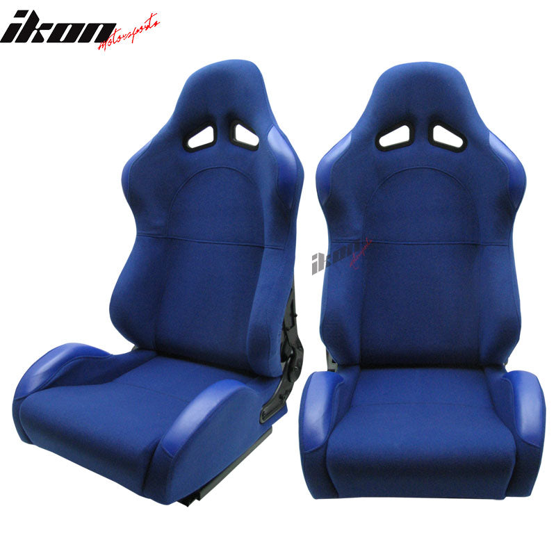 Universal JDM Sport Blue Racing Bucket Seats Cloth