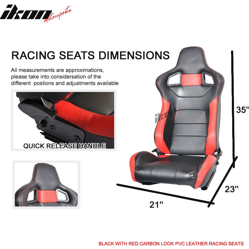 Racing Seat Compatible With Most Vehicles Bucket Style Carbon Fiber ...