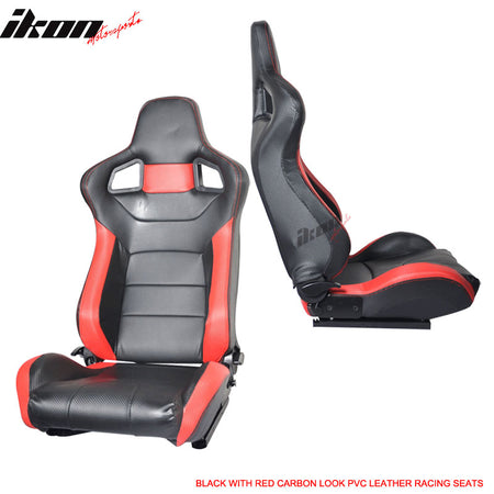 Fit 1990-1999 Toyota MR2 W20 SW20 Racing Seats & Brackets Black & Red