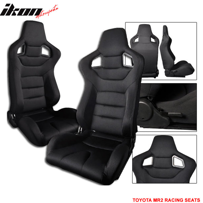 Racing Seats & Brackets Compatible With 1990-1999 Toyota MR2 W20 SW20, Chassis Racing Seats + Bracket Pair by IKON MOTORSPORTS,  1991 1992 1993 1994 1995 1996 1997 1998