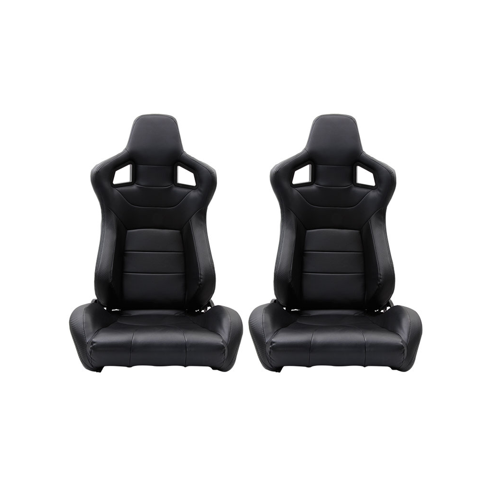 Universal JDM Sport XL Version 2 Black Racing Seats PVC Leather