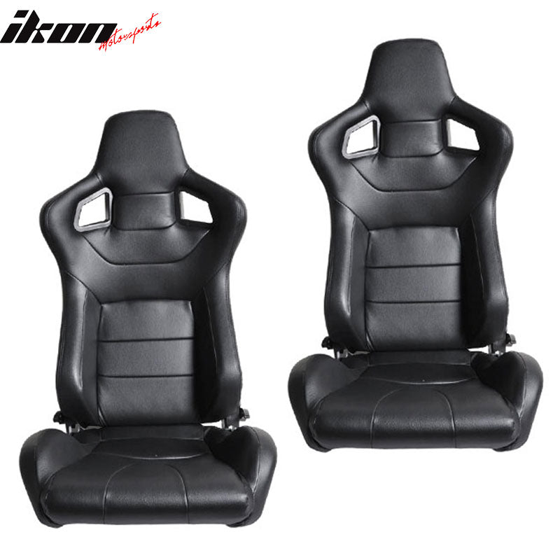 Universal JDM Sport Black Racing Seats PVC Leather