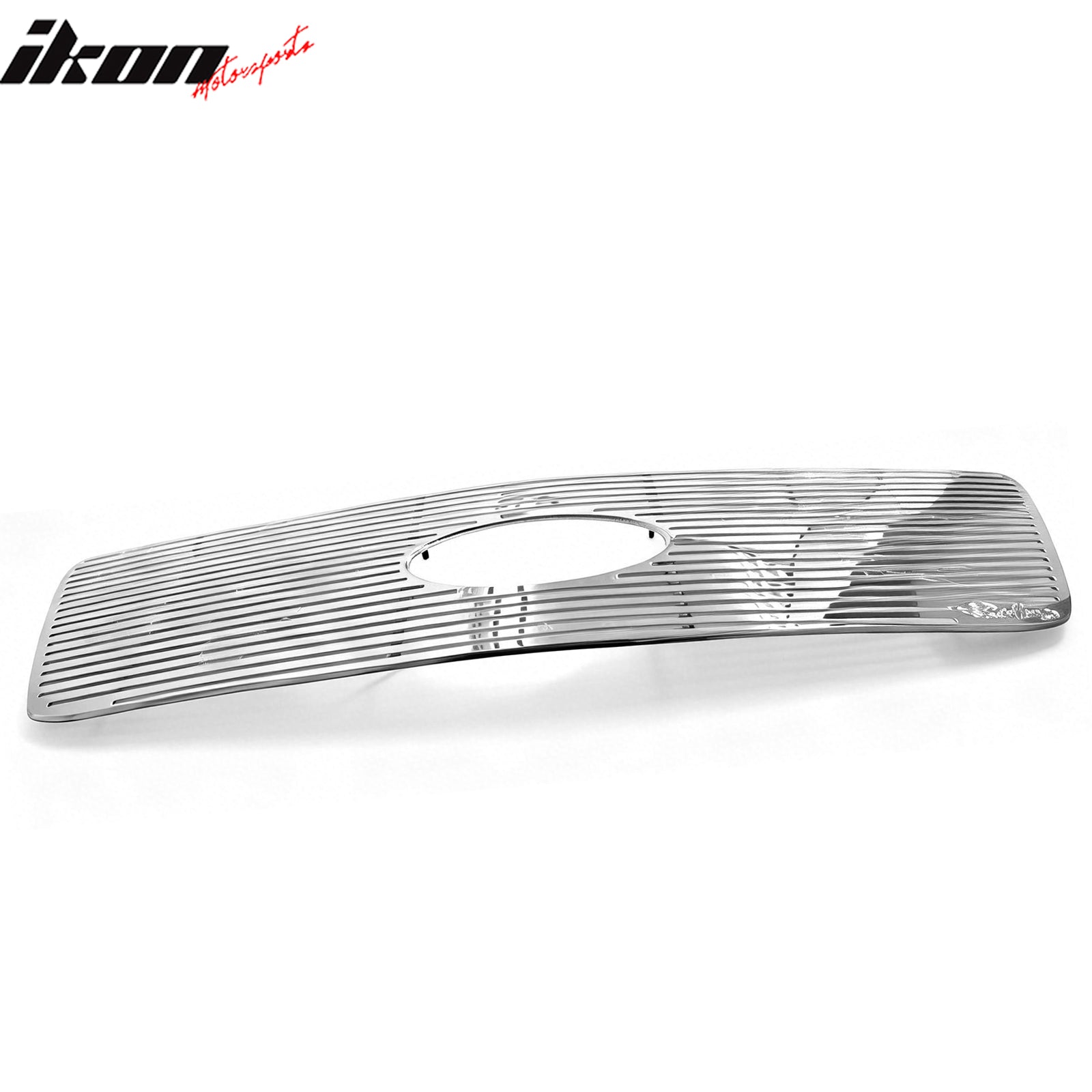 IKON MOTORSPORTS Front Upper Insert Grille, Compatible with 2004-2008 Ford F-150, Horizontal Style Chrome Replacement Front Bumper Hood Grill 1PC