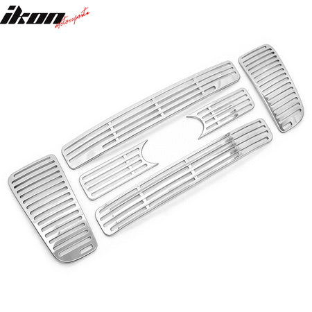 IKON MOTORSPORTS Front Bumper Grille, Compatible with 2004-2008 Ford F-150, Chrome Replacement Front Bumper Grill Assembly, 6PCS