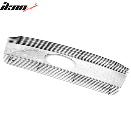 IKON MOTORSPORTS Front Upper Insert Grille, Compatible with 2004-2008 Ford F-150, Chrome Replacement Front Bumper Hood Grill 1PC
