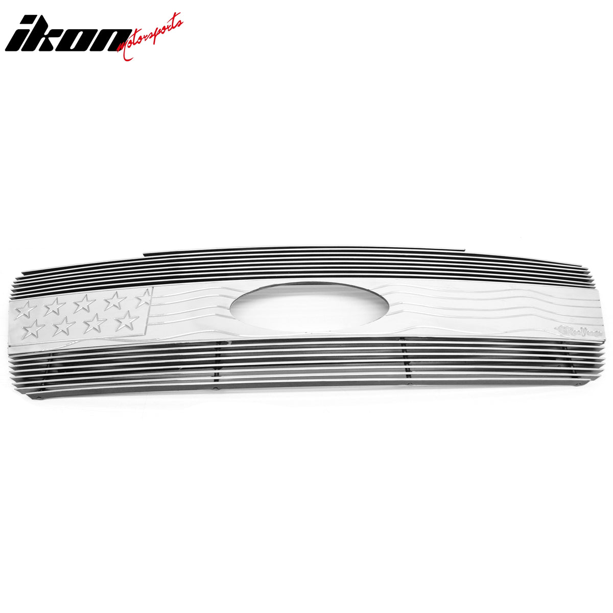 IKON MOTORSPORTS Front Bumper Grille, Compatible with 2004-2008 Ford F-150, Chrome Replacement Front Bumper Grill with Stripes Assembly, 1Piece