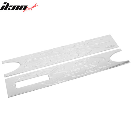 IKON MOTORSPORTS, Rear Panel Flame Compatible with 2004-2008 Ford F-150, Billet Style Chrome Tail Gate Panel Applique Decorative Garnish Trim Replacement, 2PCS