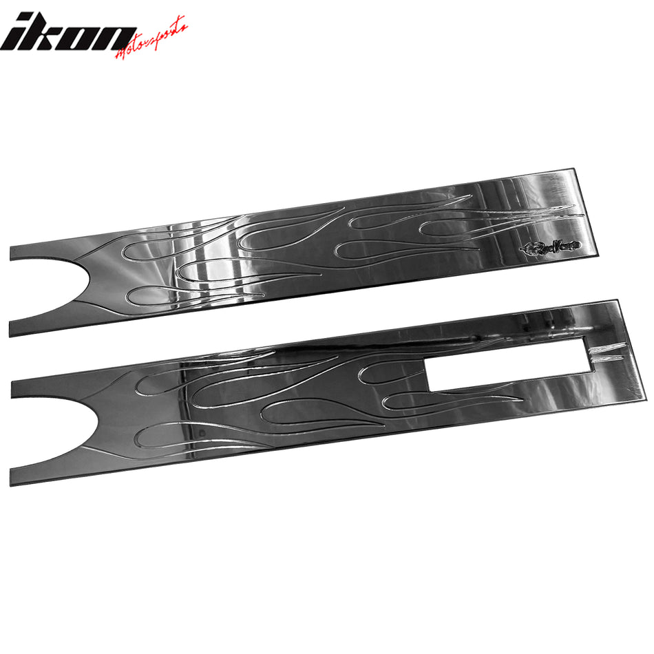 IKON MOTORSPORTS, Tailgate Panel Applique Compatible with 2004-2008 Ford F-150, Billet Style Chrome Rear Panel Flame Decorative Garnish Trim Replacement, 2PCS