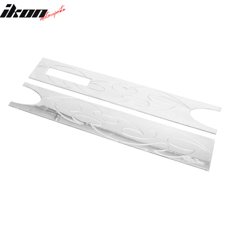 IKON MOTORSPORTS, Rear Panel Flame Decorative Trim Compatible with 2004-2008 Ford F-150 Pickup, Chrome Billet Style Tailgate Panel Applique Garnish, 2PCS Set