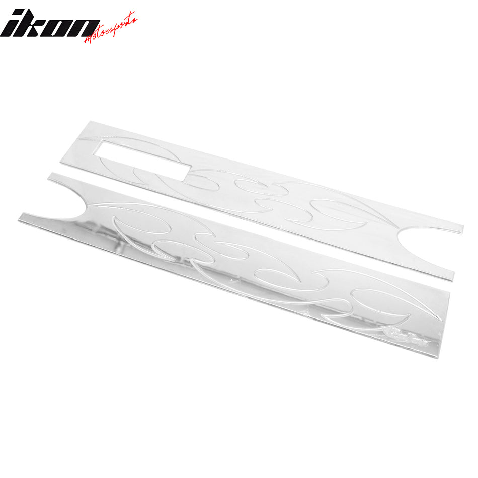 IKON MOTORSPORTS, Rear Panel Flame Decorative Trim Compatible with 2004-2008 Ford F-150 Pickup, Chrome Billet Style Tailgate Panel Applique Garnish, 2PCS Set